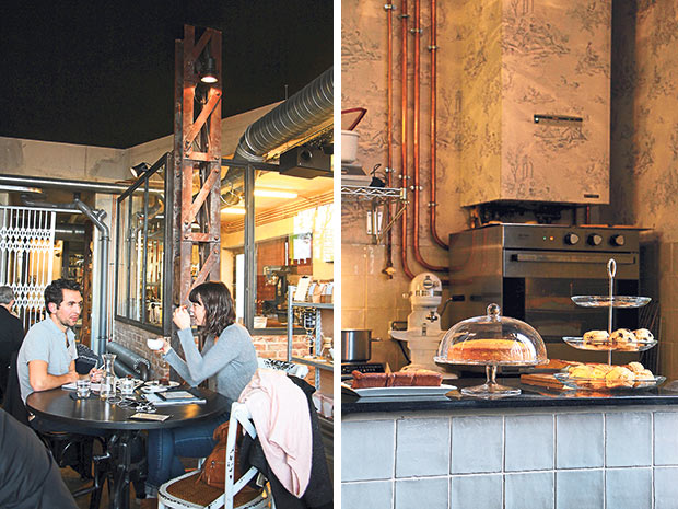 Customers enjoying their cuppas at Café Lomi (left). All breads and pastries at Café Lomi are baked fresh daily (right).