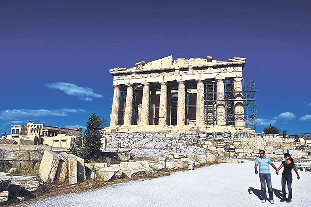 A view of the ancient temple of Parthenon atop the Acropolis hill in Athens — Picture by AFP