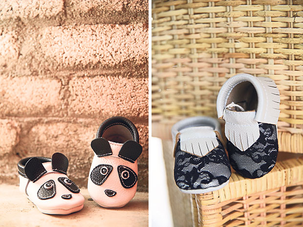 Check out these adorable panda shoes! (left). Only the best quality leather is used for each Bebebundo pair of shoes (right).