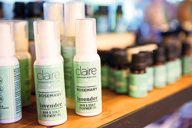 The store within the cafe also offers Claire Organics products.