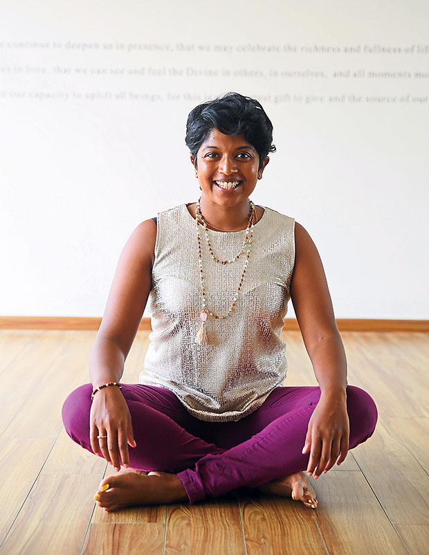 Yoga classes are held upstairs in a natural light infused room.