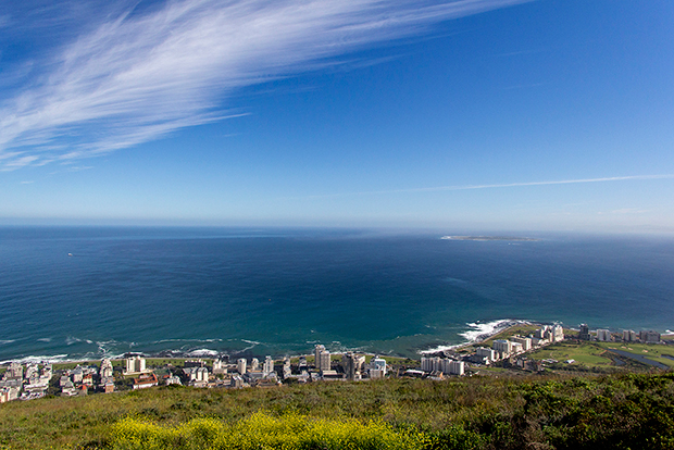 Stunning view of Table Bay overlooked by Cape Town