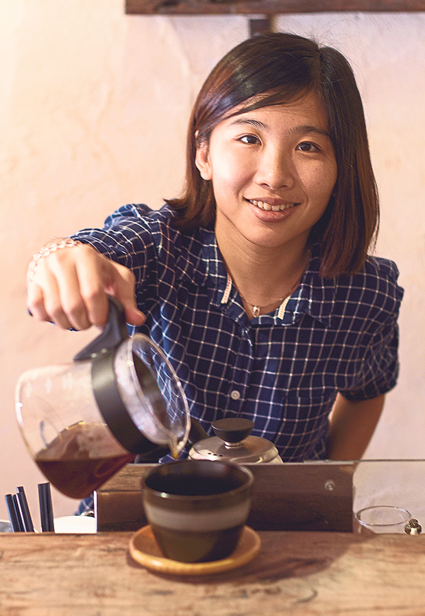 The petite owner-barista of The Coffee Jar, Chong Joe Yee