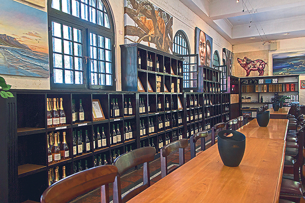 The tasting room is evocative of an old wine cellar
