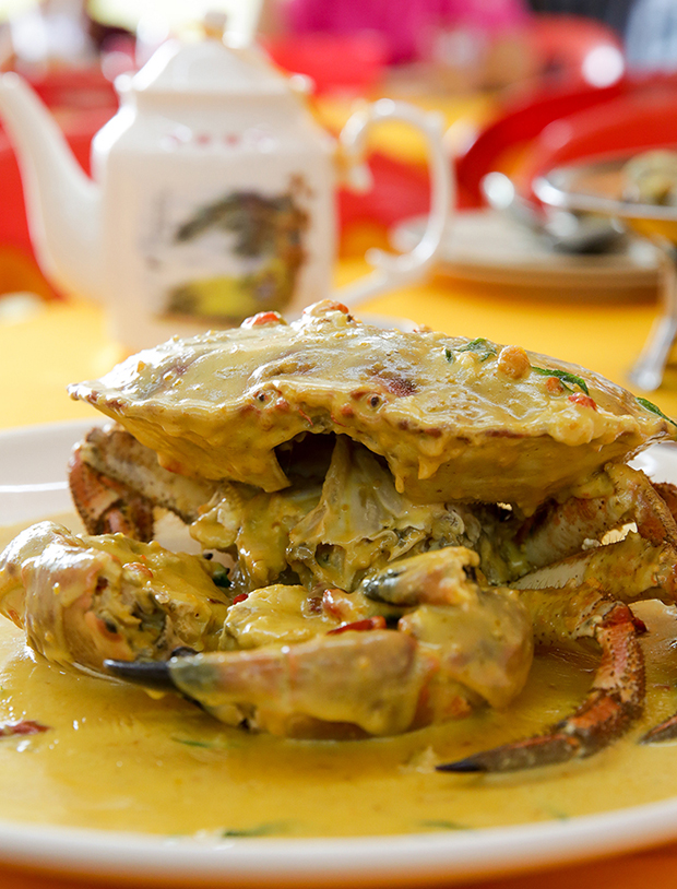You can pair either Sri Lankan crabs or this chunkier French crab with the decadent creamy salt egg sauce