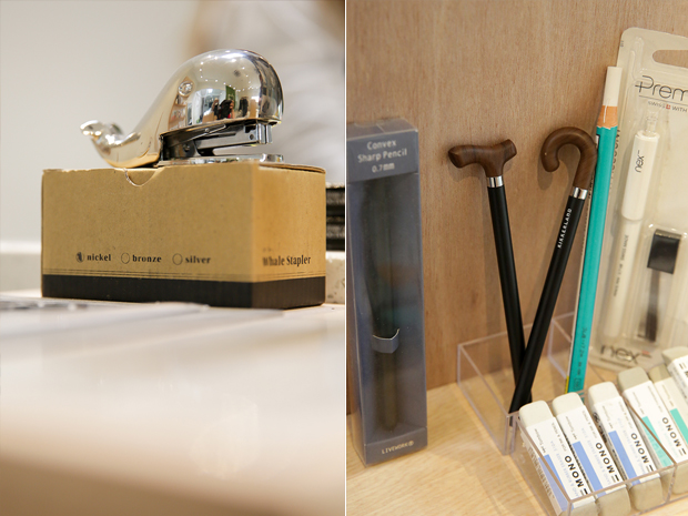 Have a whale of a time with this adorable stapler (left). How about some pens that look like walking sticks (right)