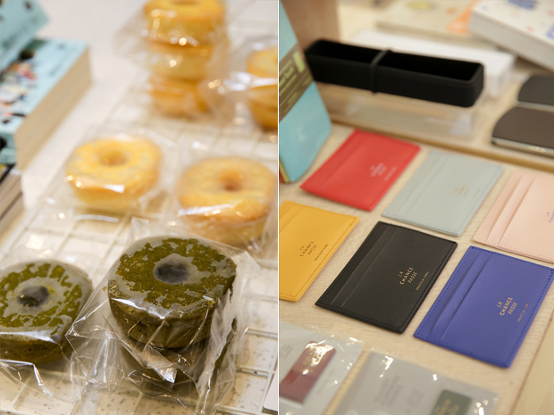 Pick up one of these delicious donuts made by a Japanese pastry chef (left). Store your name cards in these colourful card holders (right)