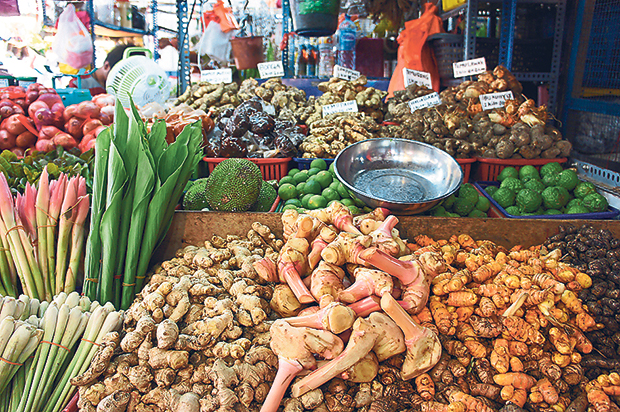 At the Pasar Chow Kit, you can find every type of spice and fresh herbs to make an ulam salad