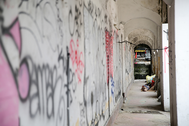 Before: The verandah to the side of the building was a haunt of drug addicts
