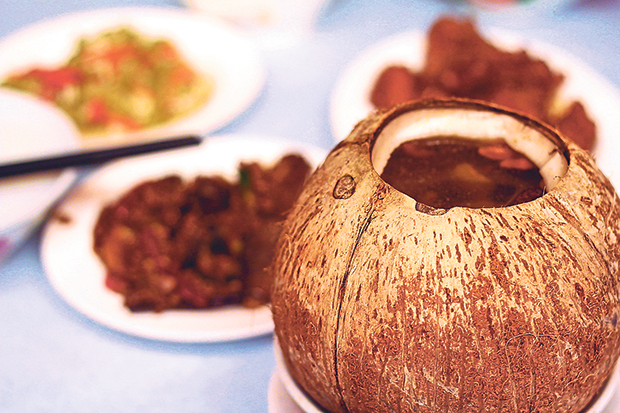Restoran Peng Hwa’s herbal soup boiled in a whole coconut