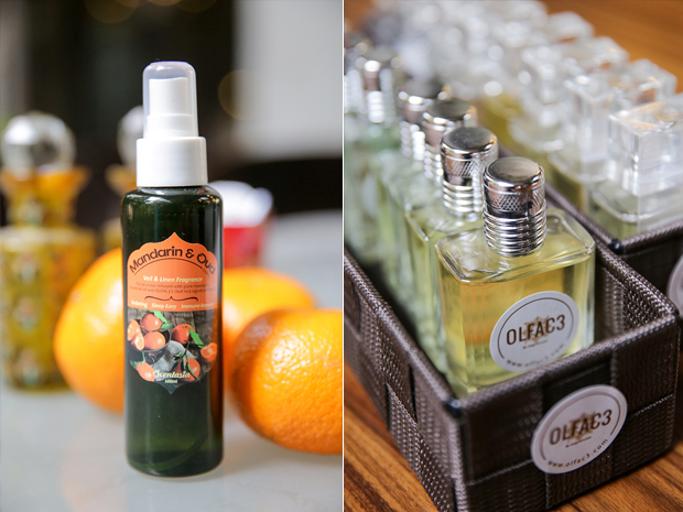 The Mandarin and Oud blend can help you sleep better and boost your immune system (left). Aien is currently developing a new fragrance series known as Memories of Malaysia (right)