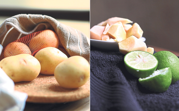 Potatoes for the carb lovers (left). Ginger and lime add a Thai flavour to the marinade and salad dressing (right)