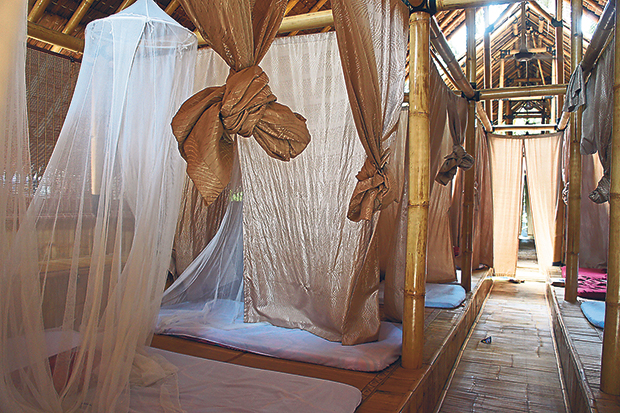 The Bamboo Huts are dormitory-style lodgings and can fit up to 12 persons per hut