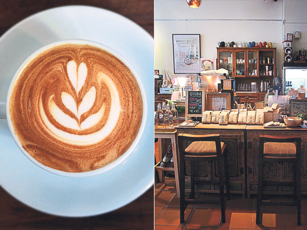 Caffè Italiano Cavaralli was one of the earliest cafés in Taipei to serve high-quality espresso-based coffee with latte art (left). The eclectic, retro-influenced bar at Luguo Café @ ArtYard (right)