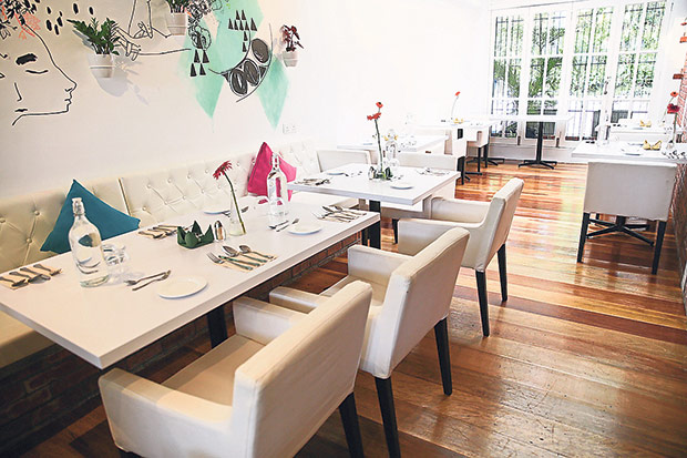 Barat has a relaxed tone about it with the white palette, natural sunlight and the hand drawn mural.