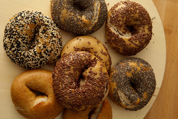 They have four variants of bagels — plain, flaxseed, chia seeds, poppy seeds, and sesame seeds.