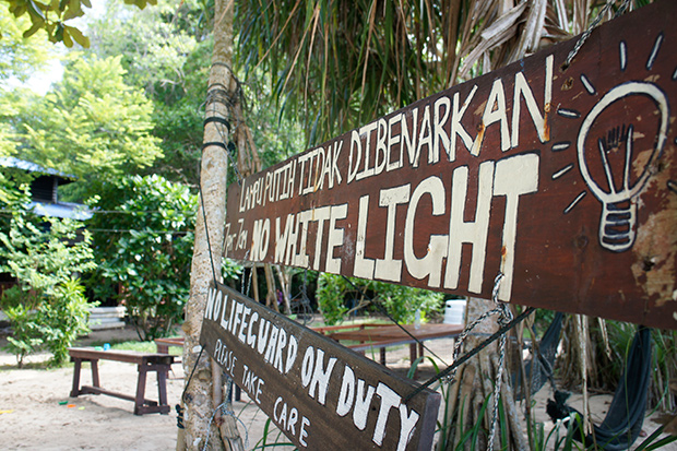 As part of their turtle conservation efforts, no white lights are allowed on the beach area after 7pm.