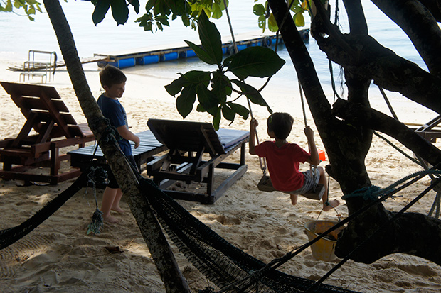 Kids always have a swinging good time at Bubbles.
