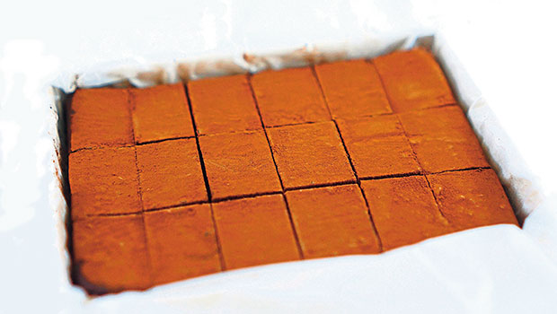 Cocoraw’s nama chocolates are dusted with cocoa powder and sealed to prevent the air from going in.
