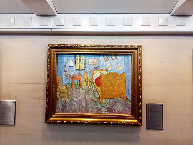 Vincent van Gogh's The Bedroom replicated on ceramics at Chicago Gallery.