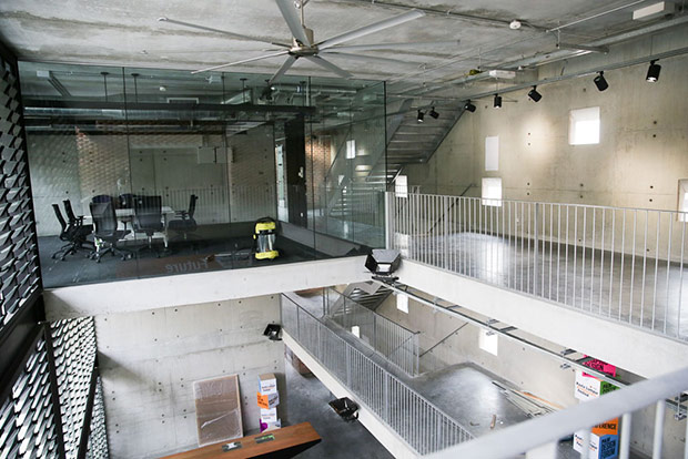 The lobby and a floor of meeting rooms make up the first two levels.