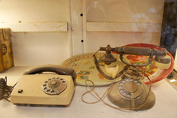 Vintage phones that are part of the 'museum' collection.
