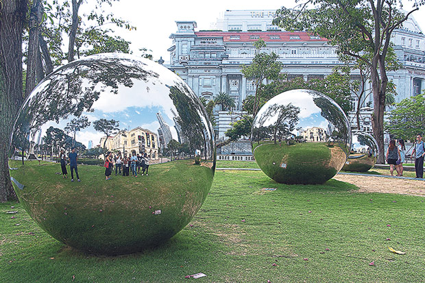 Listen to the sounds of daily Singaporean life that emanate from these spheres.