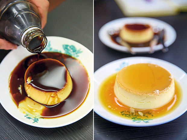 A must for those who love Vietnamese coffee, Ara Vietnamese Noodles’ Bánh flan with coffee syrup (left). Dig into the Bánh flan for an egg-rich pudding that has a soft centre.