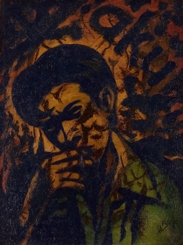 Aku (1958) by Latiff Mohidin — 40 x 30cm oil on board from the collection of National Gallery Singapore.