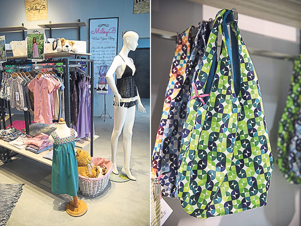 Nightwear and children’s wear are some of the offerings at LOKA (left). Eco-friendly bags are sold at LOKA (right).