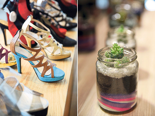 Choose from a variety of Malaysian brand shoes (left). Decorate your house with some greens (right).