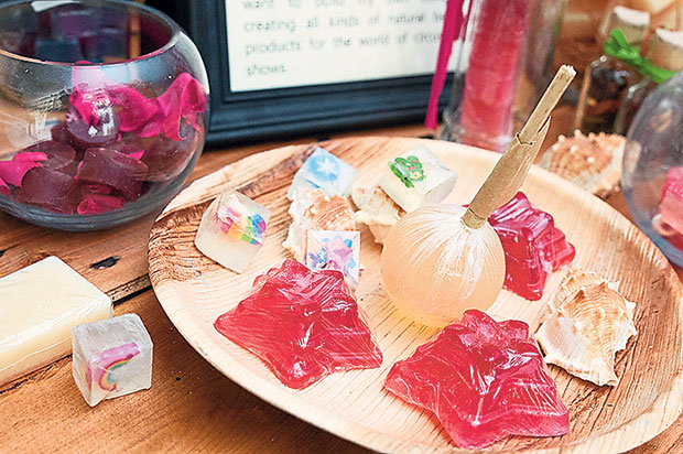 The special corner set aside for a teenage soapmaker to sell her handmade soaps.