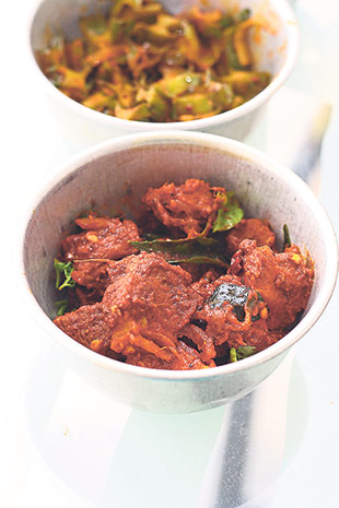 Tender tasting mutton varuval and four angled beans.