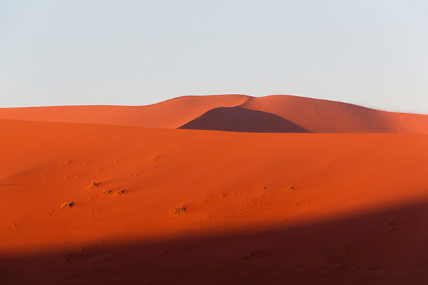 The reddish hue of Sossusvlei’s dunes is due to a high concentration of iron in the sand.