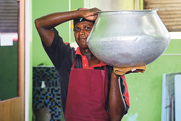 The delicious curries are cooked in these large pots.