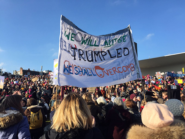 This banner ‘designed to pop Trump's bubble and target his insecurities, his pathetic needy narcissism’ made the national newspapers. ― Picture courtesy of Penny Vegter
