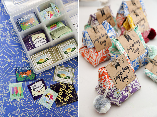 Bingka gives out these fun stickers depicting Malaysian elements to their customers (left). The multi-usage Paperbag Bag is among their bestsellers (right).