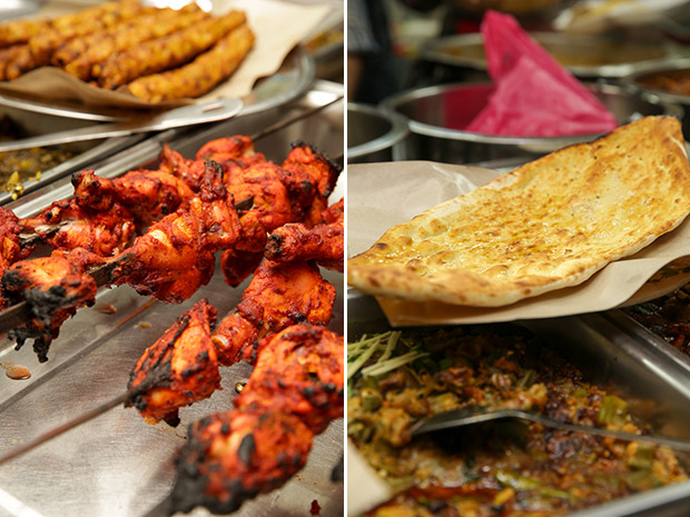 You can also dine on tandoori chicken and kebabs (left). Naan or Roti Arab can also be ordered (right).
