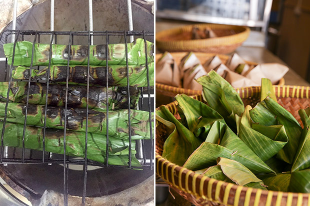 Pulut panggang is one of the items they plan to introduce in the eatery (left). On the counter, you have various packets of nasi dagang, nasi lemak ikan and nasi hujan panas to select (right).