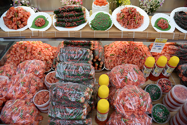 All types of kimchi can be found in Korea Town.