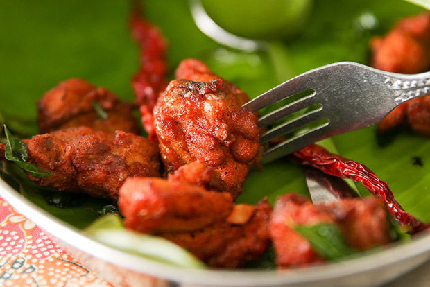 On certain days you can score juicy fried chicken 65 marinated with various spices.