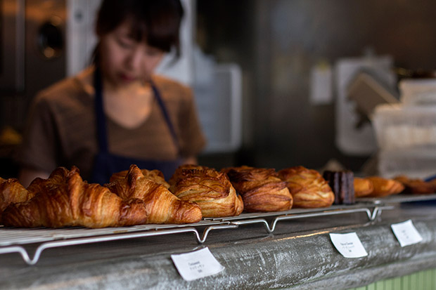 Croissants right out of the oven for early birds.