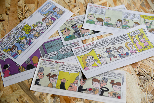 Old newspaper clippings of early Welcome to Agency X strips.