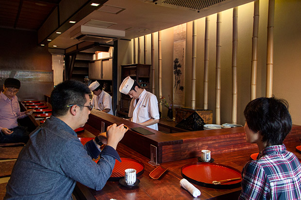 Prized seating at the chef’s bar.