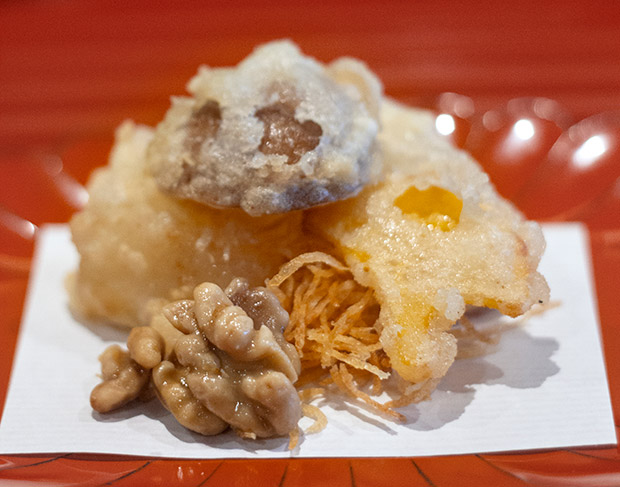 Seasonal fritters such as mushrooms and walnut.