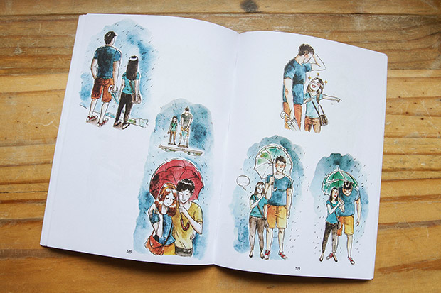 A watercolour spread from the book.