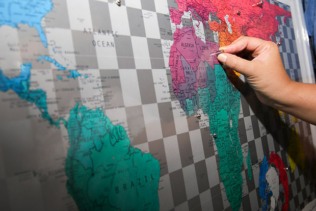 The magnetic map allows you to pin where you have visited.