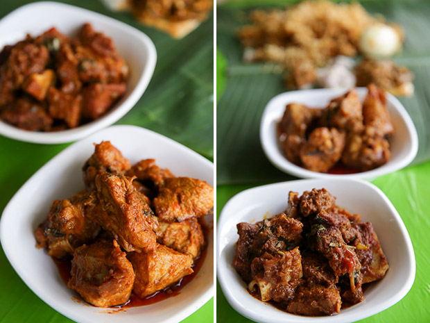 Order the tasty chicken peratal from the counter to pair with your biryani meal (left). Tender fragrant mutton peratal is a must-eat here (right).