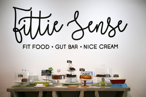 The central piece in the eatery is their cake display.