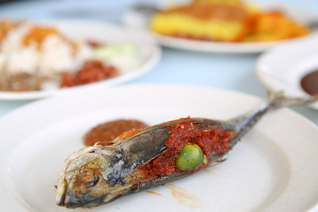 Grab the rarely seen cencaru sumbat or fish stuffed with sambal here.